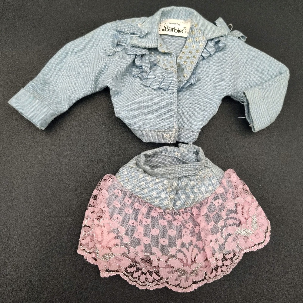 '88 BARBIE Doll Jacket Skirt FEELING FUN VTG Mattel Denim 1189 BB30.1GA1630